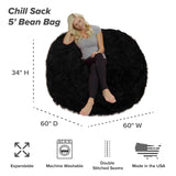 Chill Sack Bean Bag Chair: Giant 5' Memory Foam Furniture Bean Bag - Big Sofa with Soft Micro Fiber Cover - Black