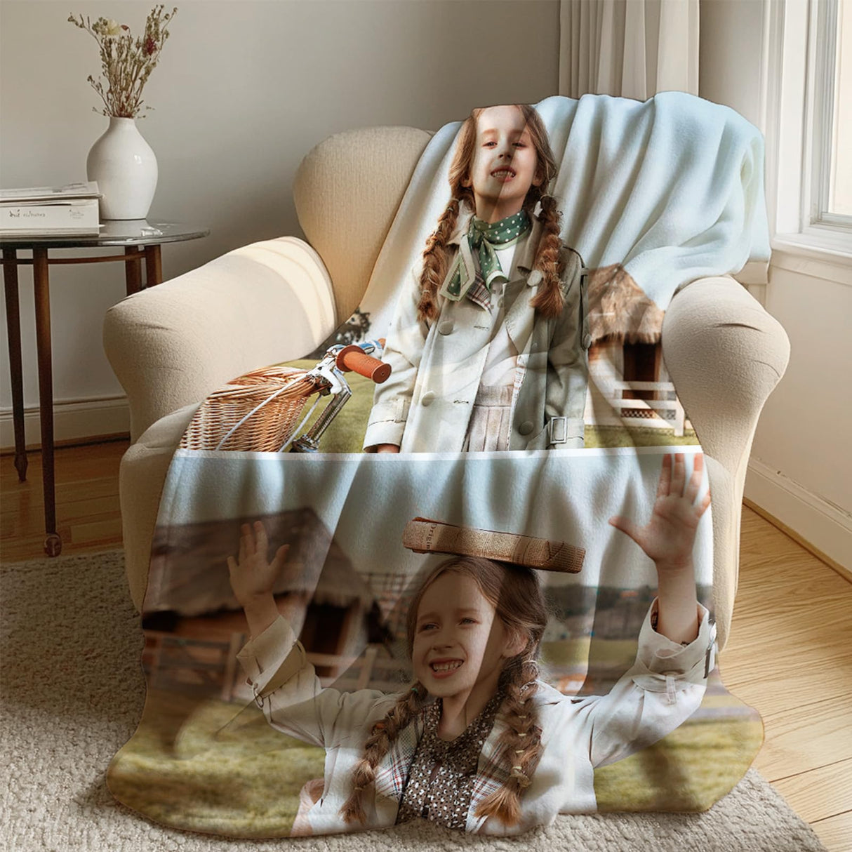 Ships Next Day,Custom Blanket with Picture Made in USA,Personalized Photo Blanket for Family Anniversary Christmas Birthday Halloween Valentines