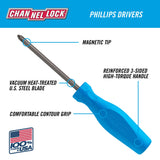 CHANNELLOCK P206H #2 x 6-inch Professional Phillips Screwdriver, Magnetic Tip, Made in USA, Molded Tri-Lobe Grip