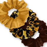 Velvet Scrunchies 3-Pack Gift Set Premium Plush Ponytail Holder Made in the USA Burgundy Forest Black