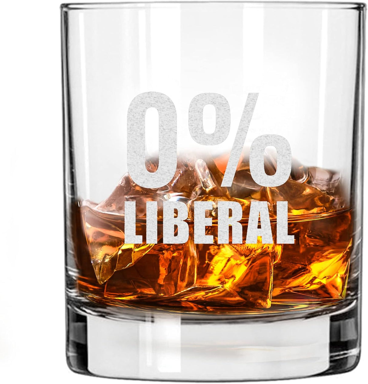0% Liberal | Republican Trump Glass | 11 oz Bourbon Whiskey Rock Glass | Old Fashioned Whiskey Tasting Glasses For Men | Retirement Gifts For Men | Made In USA