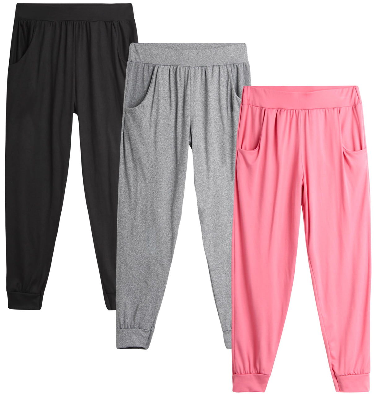 Sweet Hearts Girls' Sweatpants - 3 Pack Performance Jogger Pants with Pockets - High Waisted Jogger Sweatpants: Made in USA