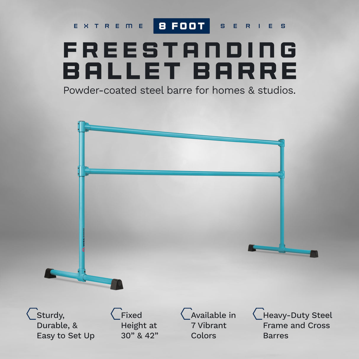 VITA Barre Portable Freestanding Double Ballet Barre, Extreme, Steel | Fixed Height, Made in USA, Home or Gym Exercise Equipment for Kids & Adults | Dance, Fitness, Pilates