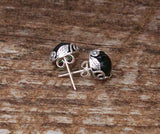 Recycled Vintage Sterling Silver Botanical Collection Stud Earrings (Mason Jar (Aqua))