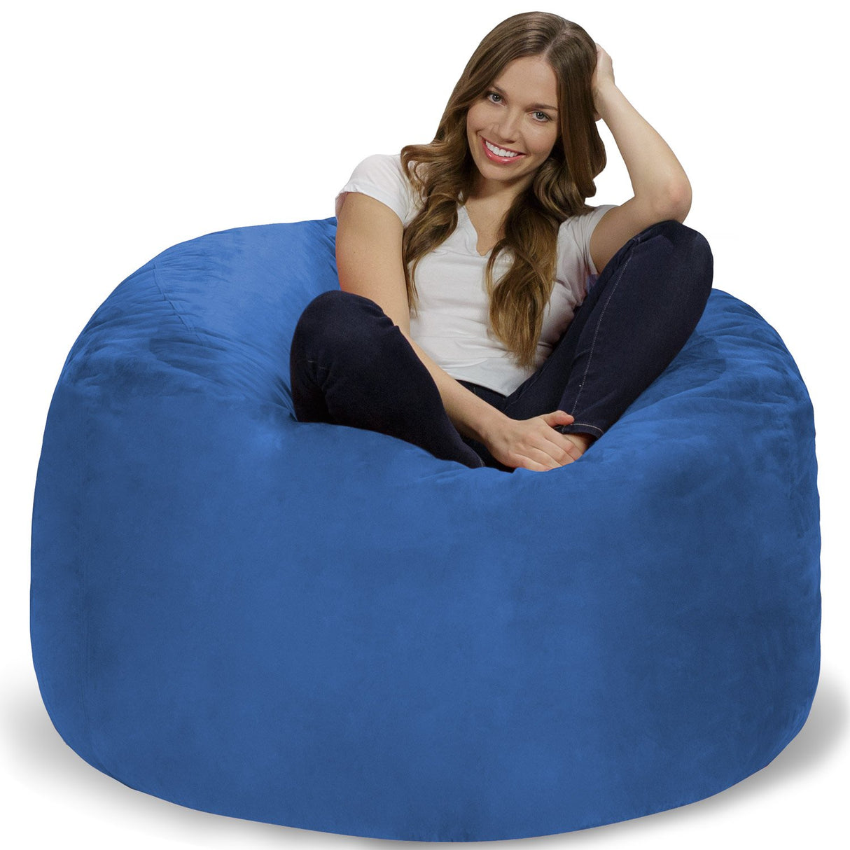 Chill Sack Bean Bag Chair: Giant 4' Memory Foam Furniture Bean Bag - Big Sofa with Soft Micro Fiber Cover - Black