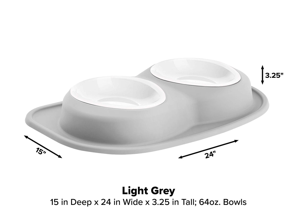 WeatherTech Double Low Pet Feeding System w/Plastic Dog/Cat Bowls - 8 oz (1 Cup) Dark Grey (PDL0801DG)