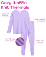 Sweet Hearts Girls' Thermal Underwear Set - 6 Piece Waffle Knit Top and Long Johns Base Layer Set: Made in USA (2T-16)