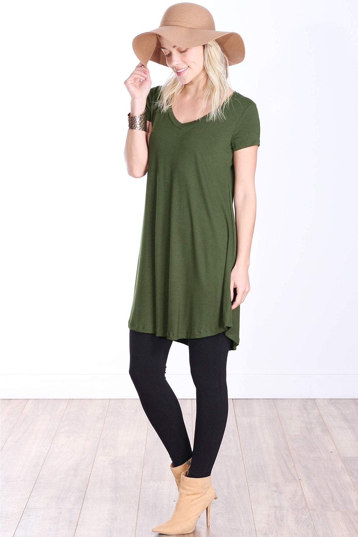 Popana Short Sleeve Tunic Tops to Wear with Leggings Made in USA Short Sleeve Shirts for Women - Loose Fit Womens Summer Tops