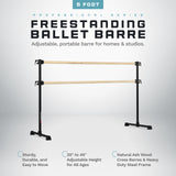 VITA Barre Portable Freestanding Double Ballet Barre, Professional | Adjustable Height, Made in USA, Home or Gym Exercise Equipment for Kids & Adults | Dance, Fitness, Pilates