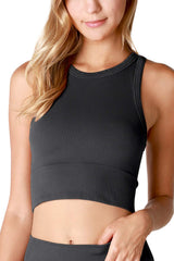 NIKIBIKI Women Seamless Vintage Chevron High Neck Crop Top, Made in U.S.A, One Size
