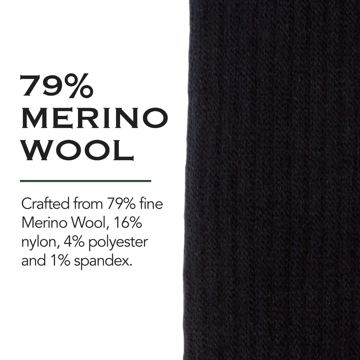 Woolrich Merino Wool Socks for Men - Made in USA, Crew Hiking Sock, Made of 78% Merino Lambswool w/Padded Arch, 2 Pairs