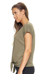 Expert Brand USA-Made Women's MoCA Cotton Blend Split Front Tie T-Shirt