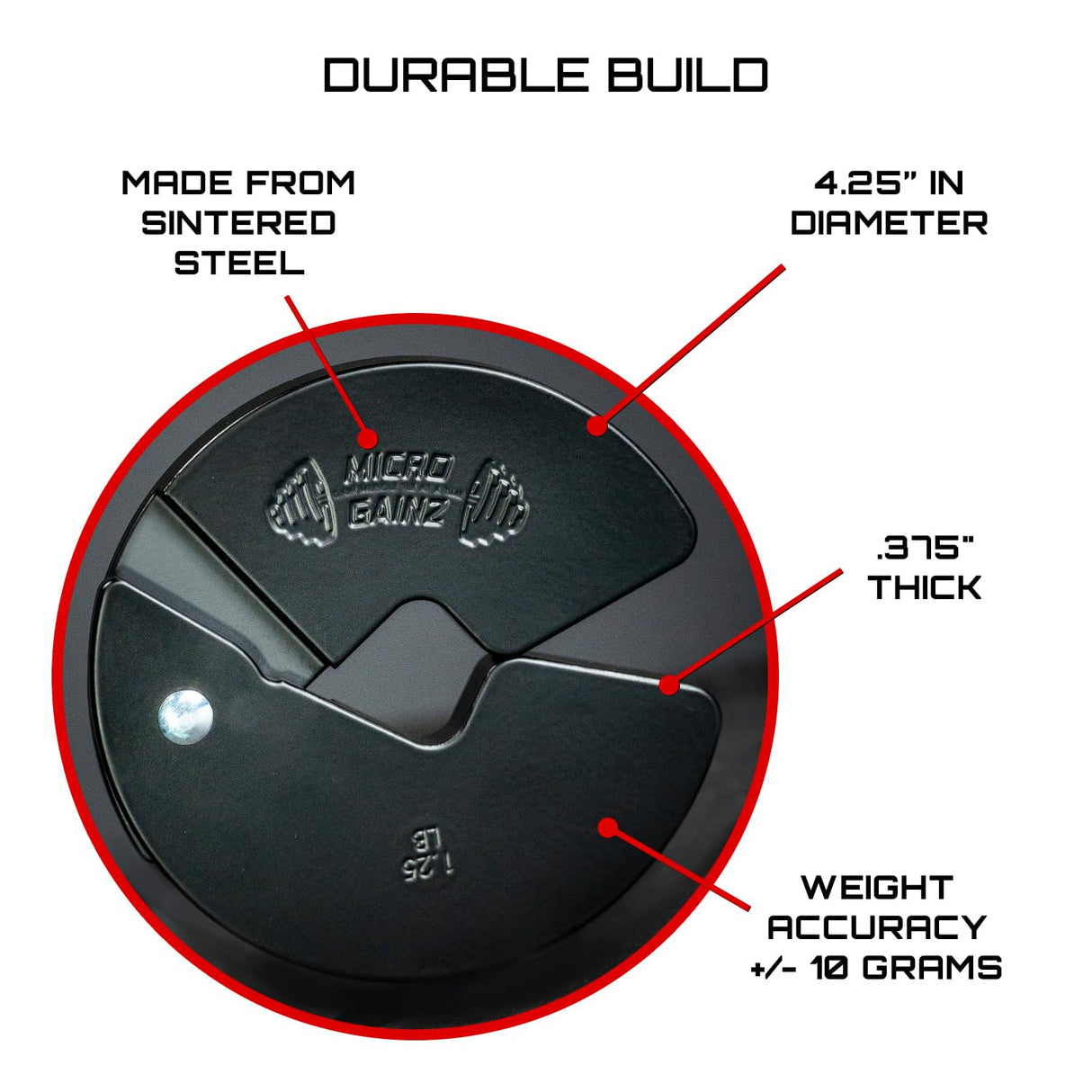 Micro Gainz Dumbbell Fractional 1.25lb Weight Plate, Ideal for Micro Loading, (Choose Color) 2 Piece Fractional Weight Plates, Designed for Dumbbell Training, Made In USA