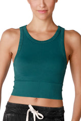 NIKIBIKI Women Seamless Vintage Chevron High Neck Crop Top, Made in U.S.A, One Size