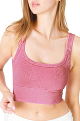 NIKIBIKI Women Seamless Vintage Chevron Ribbed Crop Top, Made in U.S.A, One Size