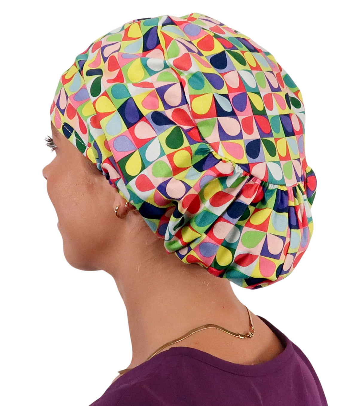 Sparkling EARTH Riley Medical Scrub Caps with Flat Front and Roomy Back - Adjustable Cord Lock Closure - Made in The USA!
