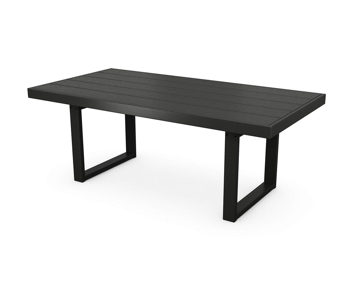 Polywood Edge Dining Table, Black (78 x 29.25 x 40.15 (WxHxD), 142 pounds, 39.73 inches diameter, 20-year residential warranty; 3-year commercial warranty)