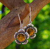 Bottled Up Designs Handmade Bloom Once More Earrings, Recycled Vintage Glass, Sterling Silver, Eco Friendly, Made in USA, Birthday Gifts, Mothers Day, Women, Anniversary (Olive Wine Bottle)