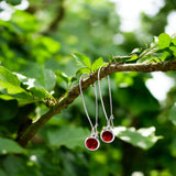 Bottled Up Designs Handmade Recycled Vintage Olive Green Wine Bottle Long Drop Charm Earrings