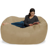 Chill Sack Bean Bag Chair: Huge 6' Memory Foam Furniture Bag and Large Lounger - Big Sofa with Soft Micro Fiber Cover - Red Furry