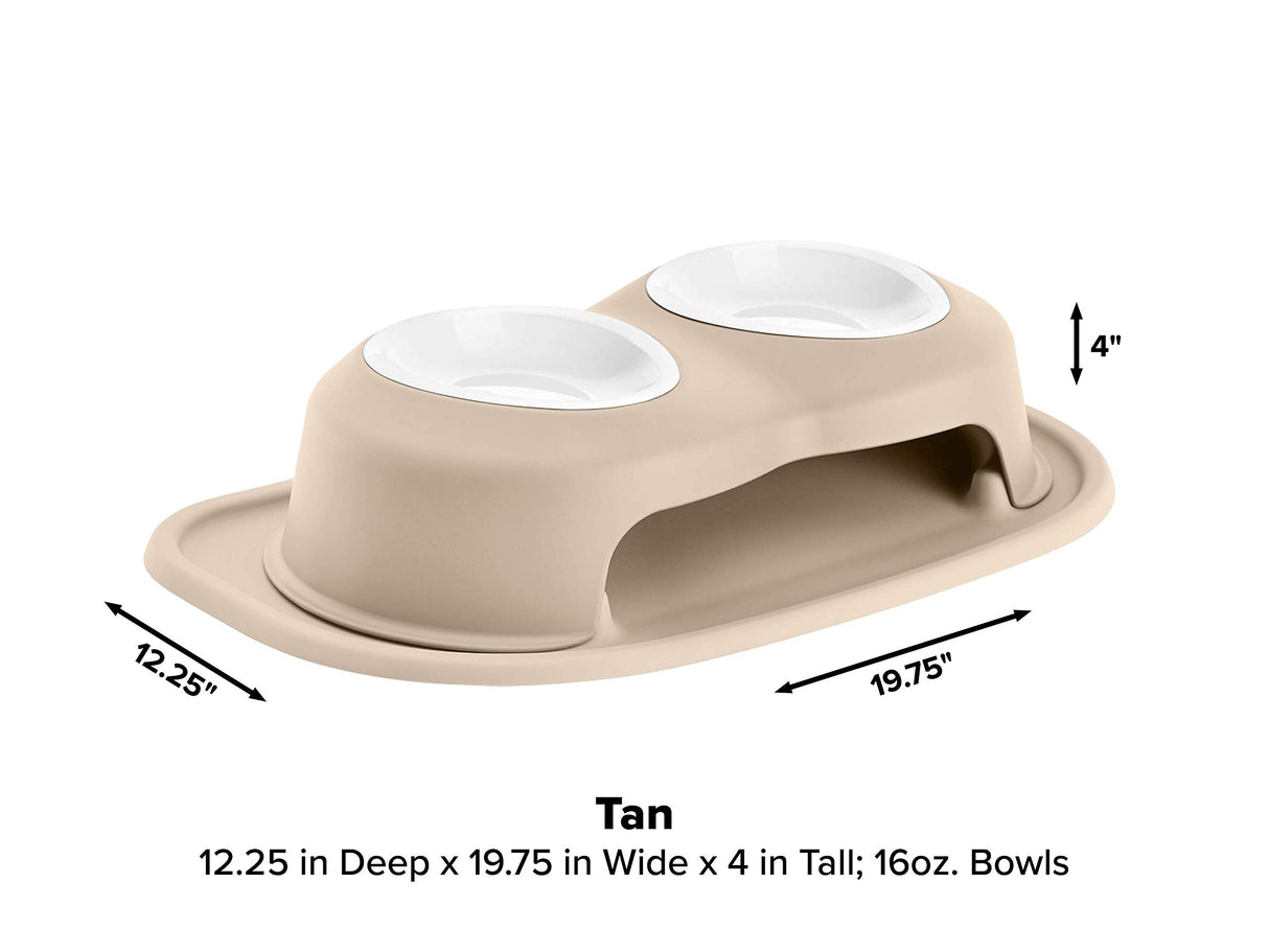 WeatherTech Double High Pet Feeding System w/Plastic Dog/Cat Bowls - 8" High Stand Dark Grey (PDHC3208DGDG)