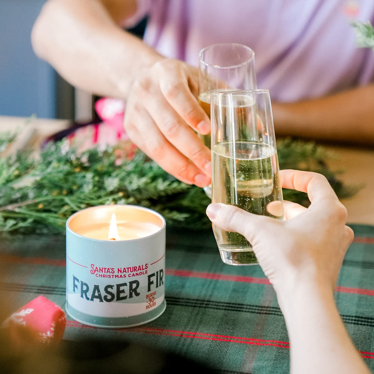 Santa's Naturals Fraser Fir Christmas Candle (9oz) | Authentic Pine Scent | Christmas Gift | Burns 30+ Hours | Made in USA | Soy and Beeswax Blend with Essential Oils | Holiday Candle