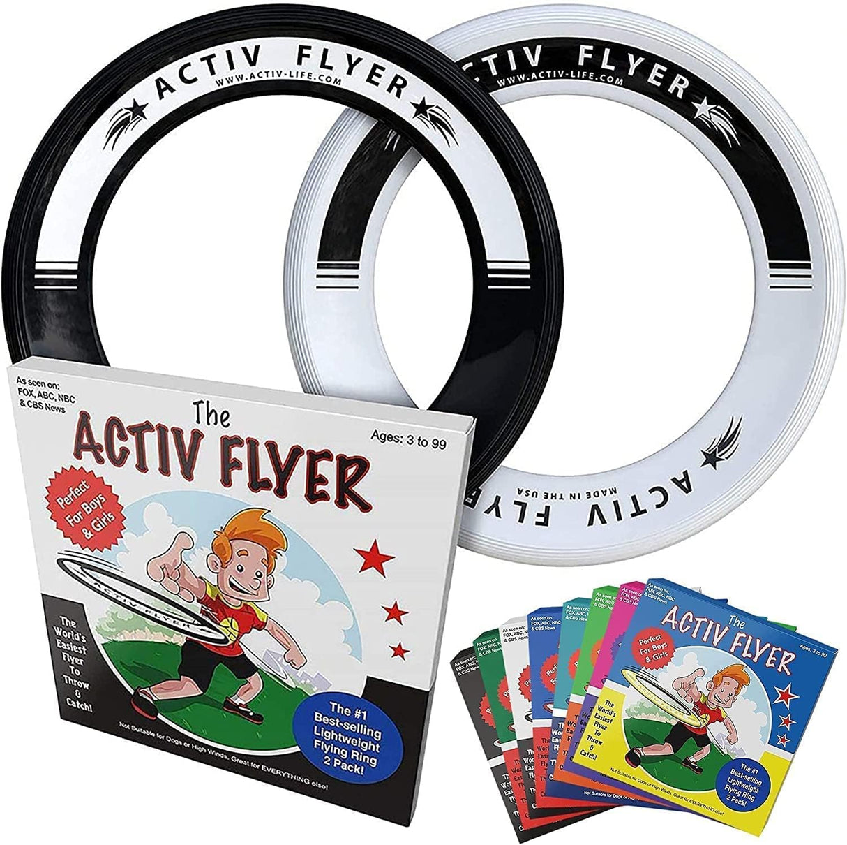 Activ Life Kid’s Flying Rings [2 Pack] They Fly Straight & Don’t Hurt! 80% Lighter Than Standard Frisbees - Replace Screen Time with Healthy Family Fun - Get Outside & Play! Proudly Made in The USA