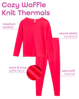 Sweet Hearts Girls' Thermal Underwear Set - 6 Piece Waffle Knit Top and Long Johns Base Layer Set: Made in USA (2T-16)