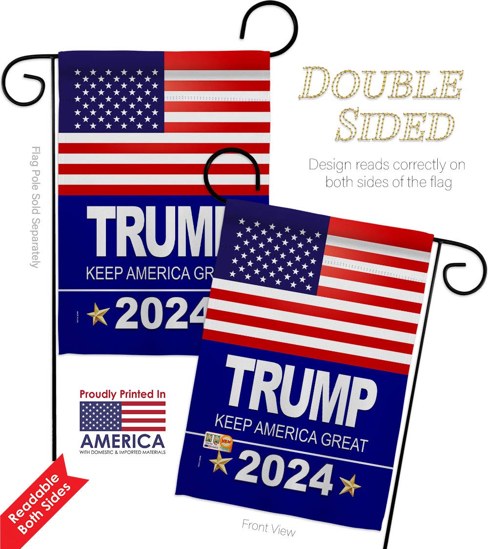 Trump 2020 Patriotic Vote President Donald Election Keep United State American House Decoration Banner Small Yard Gift Double-Sided, Garden Flag 13"x 18.5", Made in USA 13 X 18.5