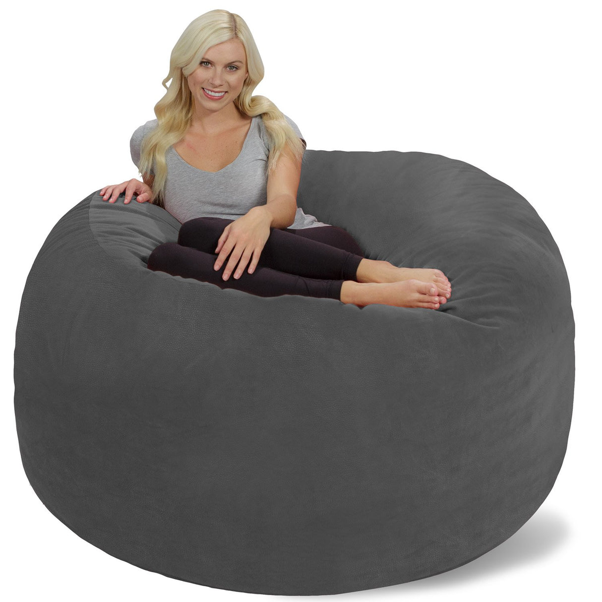Chill Sack Bean Bag Chair: Giant 6' Memory Foam Furniture Bean Bag - Big Sofa with Soft Micro Fiber Cover, Charcoal
