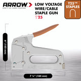 Arrow T25 Heavy Duty Staple Gun for Low Voltage Cables and Wires up to 1/4-Inch Diameter - Silver