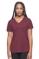 Expert Brand USA-Made Women's MoCA Cotton Blend V Neck T-Shirt