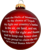 Christmas by Krebs 3 1/4" (80mm) Made in the USA Designer Seamless Flame Red Military Patriotic Glass Christmas Ball Keepsake Ornament, Marine Corps