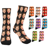 Custom Face Socks with Photo Novelty Crew Socks, Personalized Red Hearts Unisex Crew Sock Gifts for Men Women Made in USA