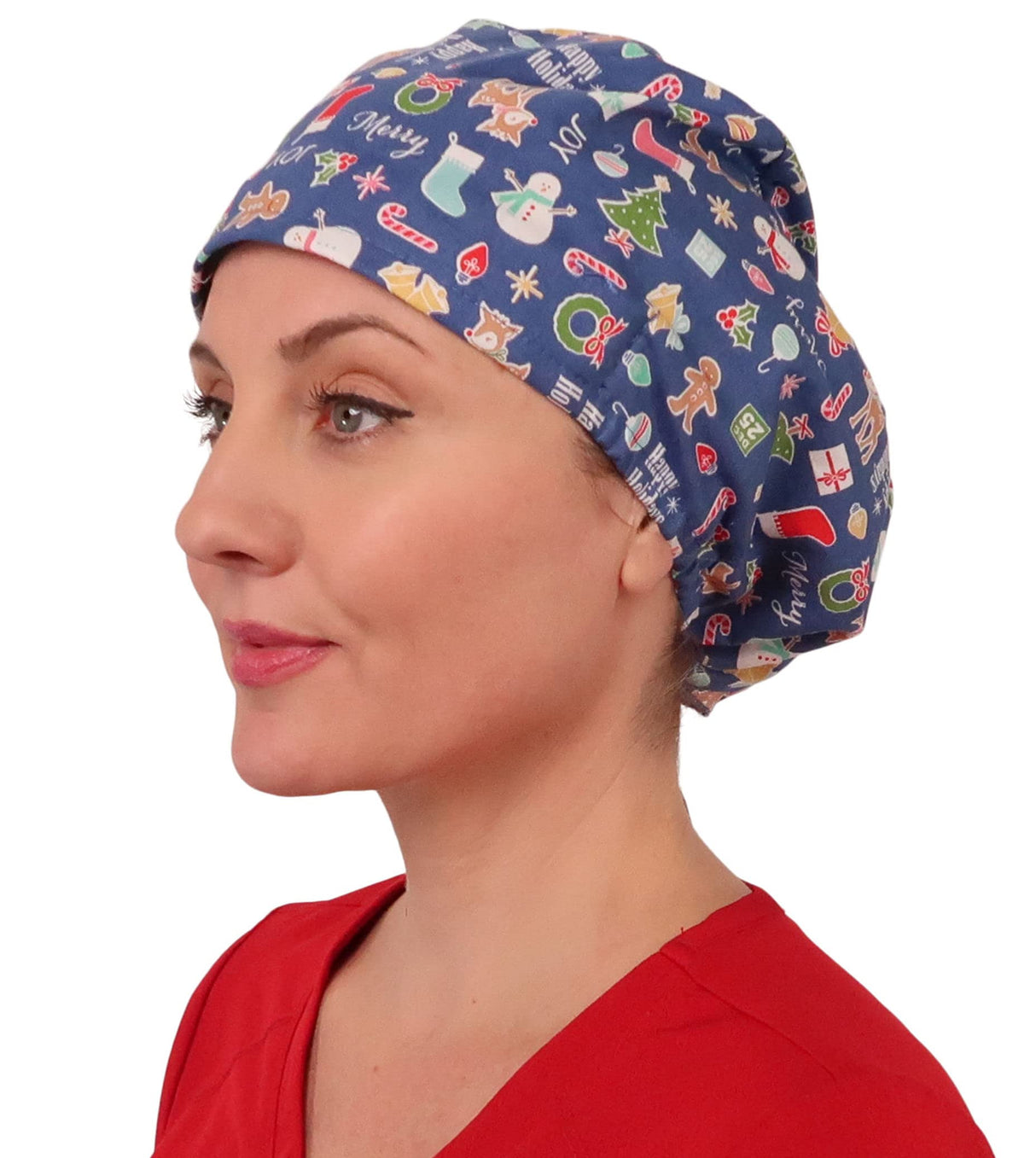 Sparkling EARTH Riley Medical Scrub Caps with Flat Front and Roomy Back - Adjustable Cord Lock Closure - Made in The USA!