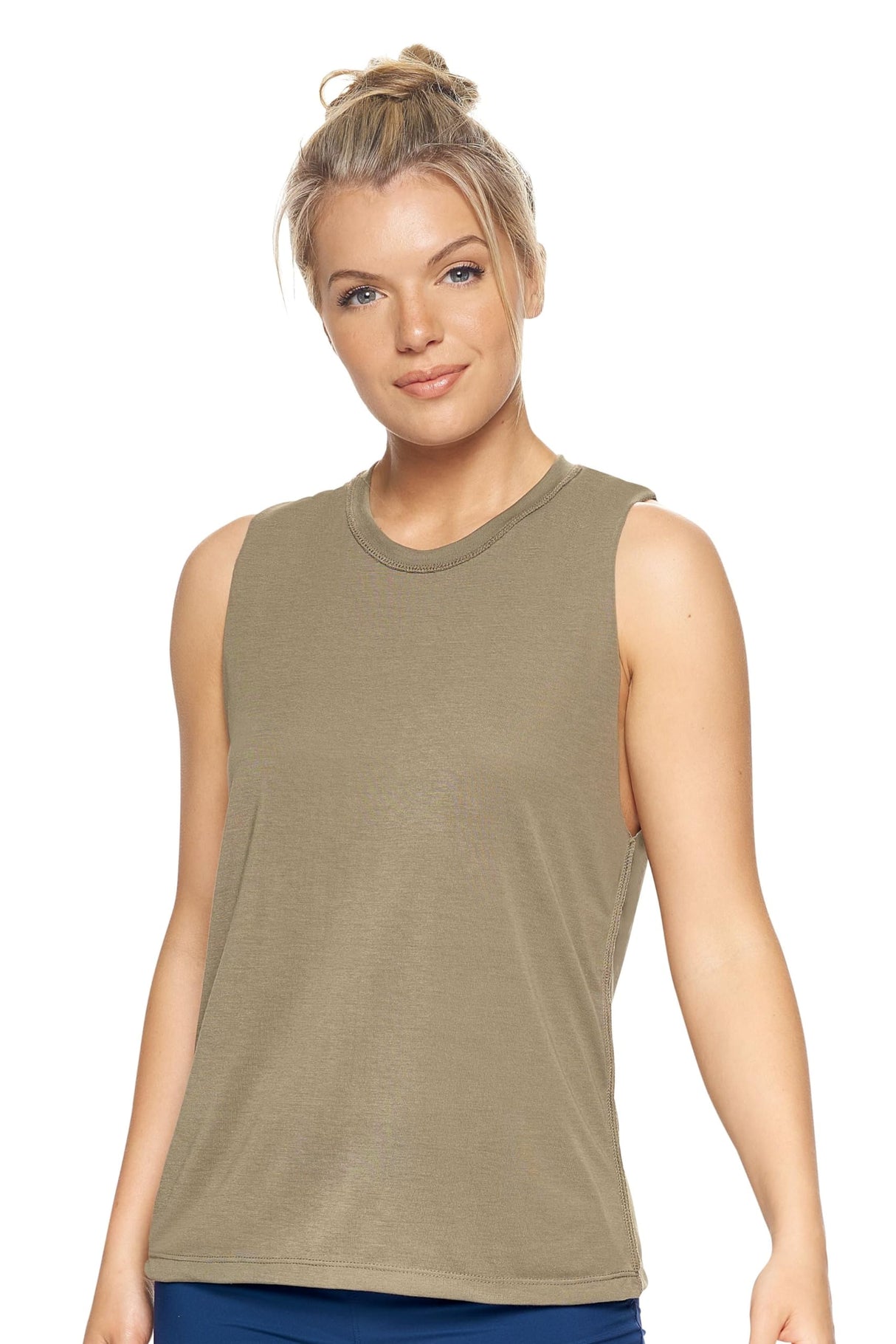 Expert Brand USA-Made Women's Soft Casual Activewear Siro Raw Edge Muscle Tee