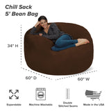 Chill Sack Bean Bag Chair: Giant 5' Memory Foam Furniture Bean Bag - Big Sofa with Soft Micro Fiber Cover - Black