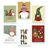 Painted Kraft Style Holiday Cards / 24 Modern Christmas Note Cards With White Envelopes / 4 5/8" x 6 1/4" Illustrated Faux Kraft Greeting Cards / 6 Cheery Winter Designs/Made In The USA