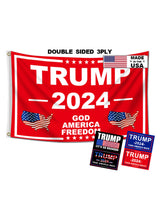 Trump 2024 Flags 3x5 Outdoor Made in USA-Double Sided 3 Ply Heavy Duty Take America Back with 4 Pcs Trump 2024 Sticker,Trump 2024 Flags Banner for Outside with 2 Brass Grommets(Red)