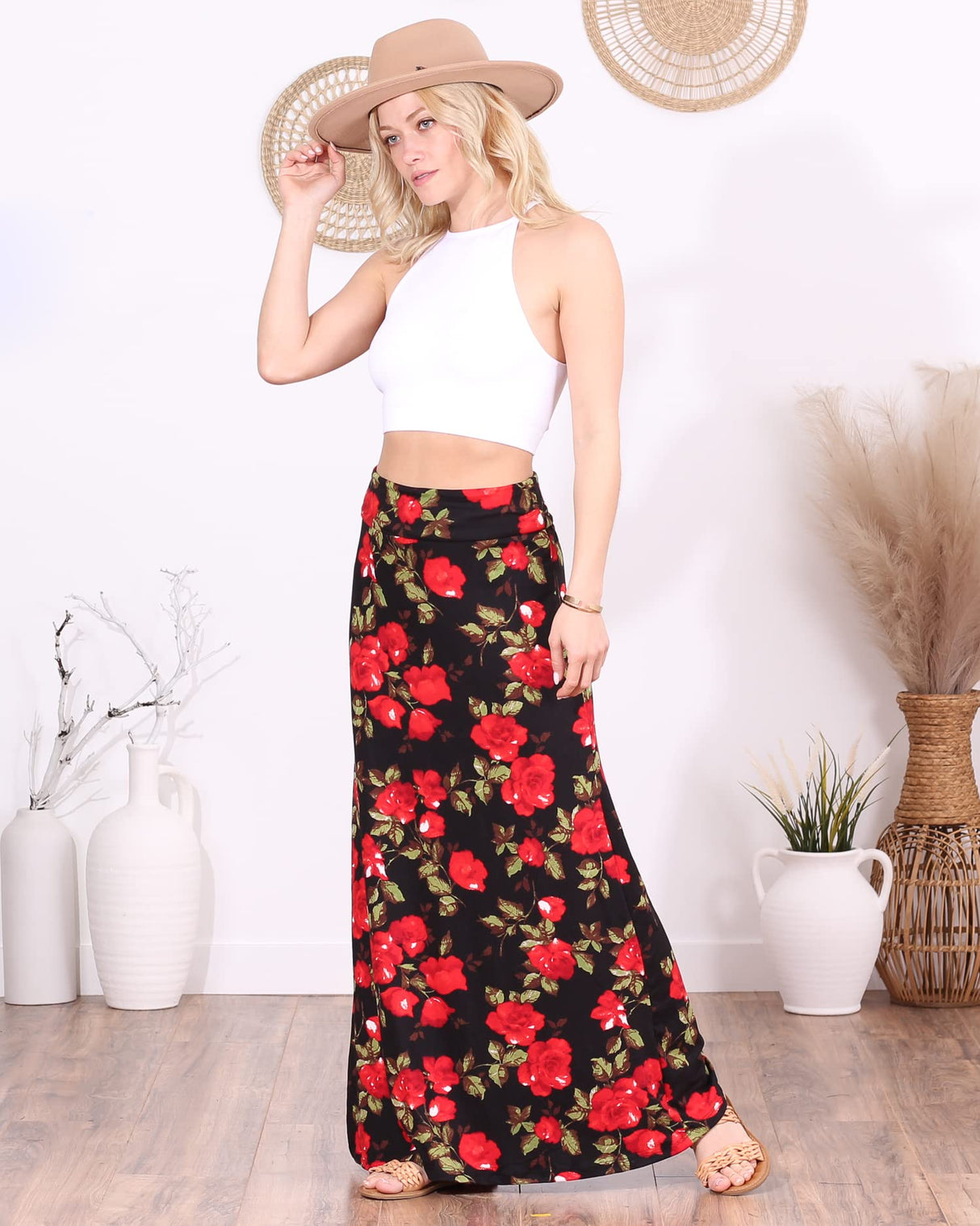 Popana Womens Long Maxi Skirt - Made in USA Long Skirts for Women Trendy - Casual Convertible Sundress Plus Size Maxi Skirt