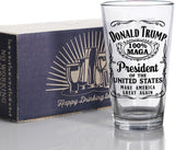 Donald Trump Christmas Gift 100% MAGA Label 16 oz Pint Glass for Dad, Gift for Husband, Stepfather Gift Idea, Unique Gifts for Men, Trump Merch (101-15182-D)