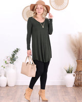 Popana Womens Long Sleeve Tunic Tops to Wear with Leggings - Long Tunic Shirts for Women Loose Fit Dressy Plus Size Casual