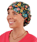 Sparkling EARTH Riley Medical Scrub Caps with Flat Front and Roomy Back - Adjustable Cord Lock Closure - Made in The USA!