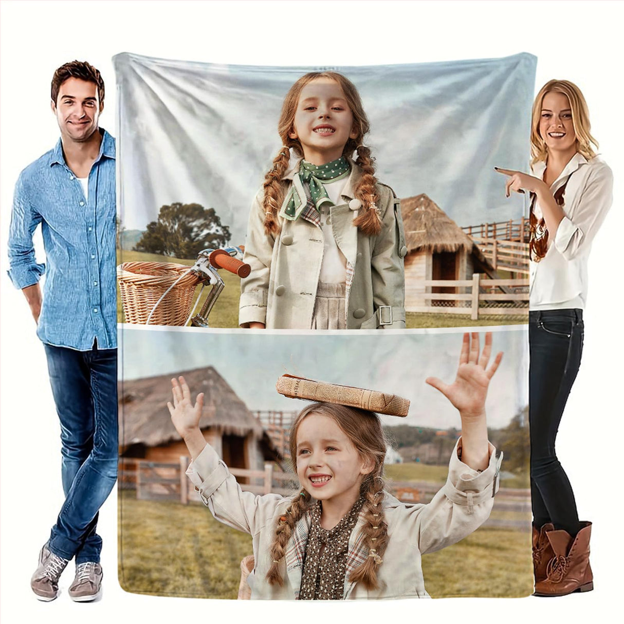 Ships Next Day,Custom Blanket with Picture Made in USA,Personalized Photo Blanket for Family Anniversary Christmas Birthday Halloween Valentines