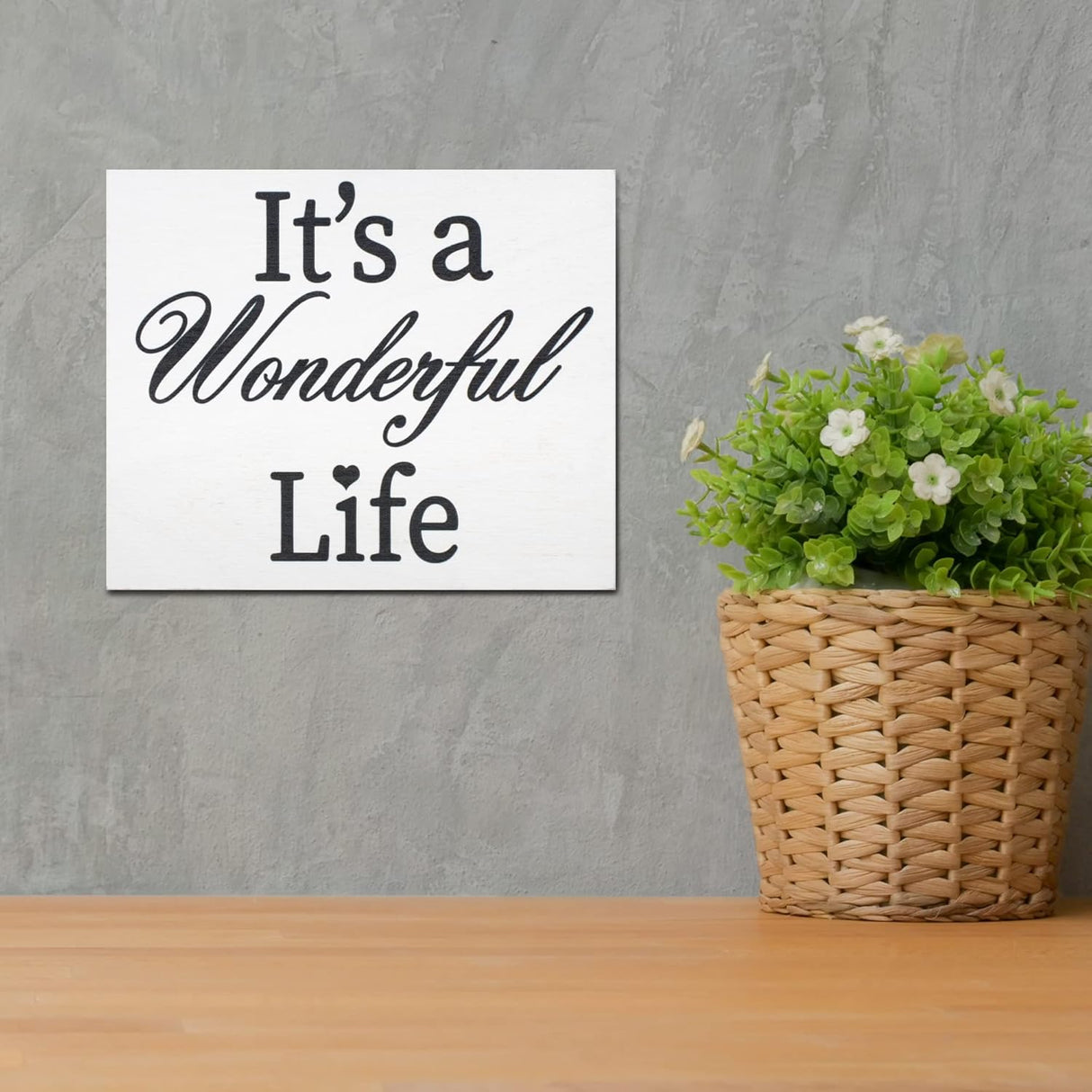 JennyGems Christmas Decorations, Christmas Farmhouse Decor, It's a Wonderful Life, Christmas Signs for Home Decor, 7.25x6 Inch Wood Sign, Inspirational Motivational Signs, American Made