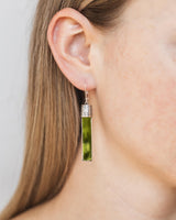 Recycled Antique Bottle and Dishware and Sterling Silver Bottoms Up Lever Back Earrings (Vintage Mason Jar)