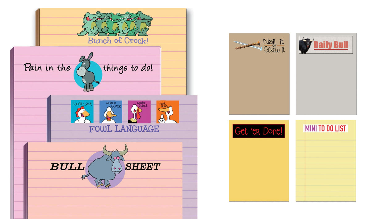 Stonehouse Collection Funny Notepads - Assorted Pack of 4 Note Pads - Funny Office Gifts for Coworkers, Women & Men - Made in USA Note Pad, 4.25 x 5.5 Inch Each - Cute Notepad & Fun Office Supplies
