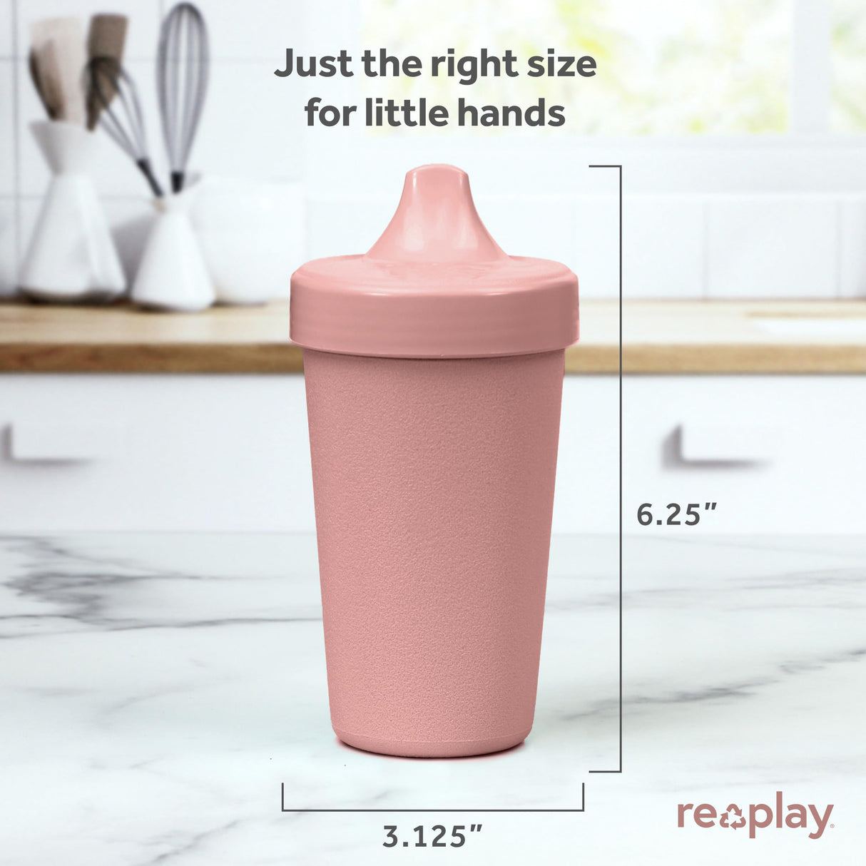 Re-Play Made in USA 10 Oz. Sippy Cups for Toddlers, Pack of 4 - Reusable Spill Proof Cups for Kids, Dishwasher/Microwave Safe - Hard Spout Sippy Cups for Toddlers 3.13" x 6.25", Desert Roses