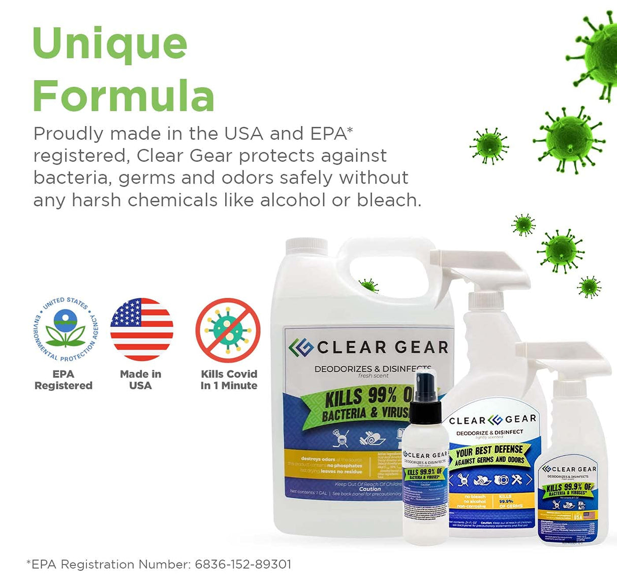 Disinfectant, Cleaner, and Deodorizer For Sports Equipment, Gyms, and Fitness Centers - Mixed Pack - 16 Oz Bottle and 32 Oz Bottle Disinfecting Spray Pack