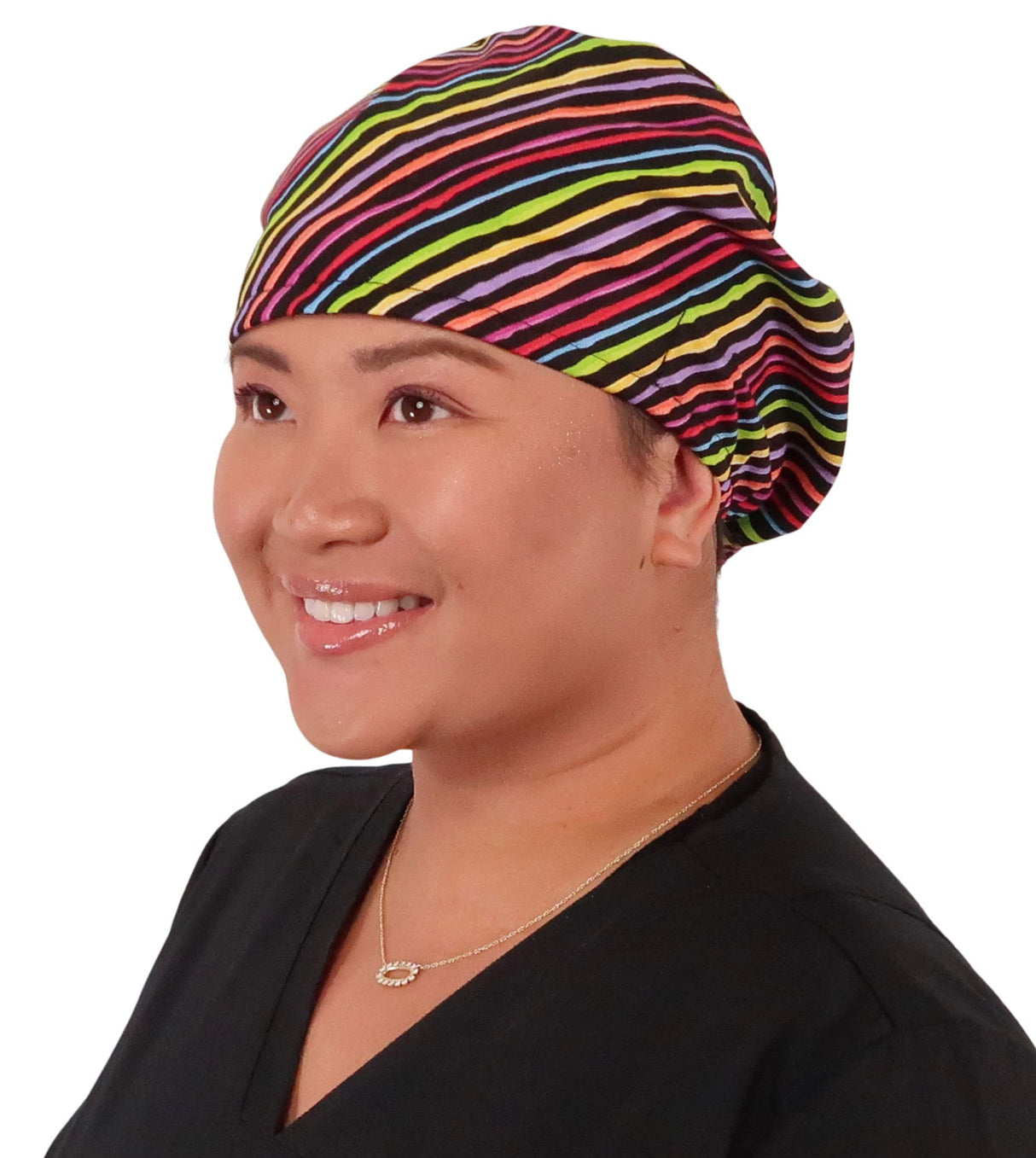 Sparkling EARTH Riley Medical Scrub Caps with Flat Front and Roomy Back - Adjustable Cord Lock Closure - Made in The USA!